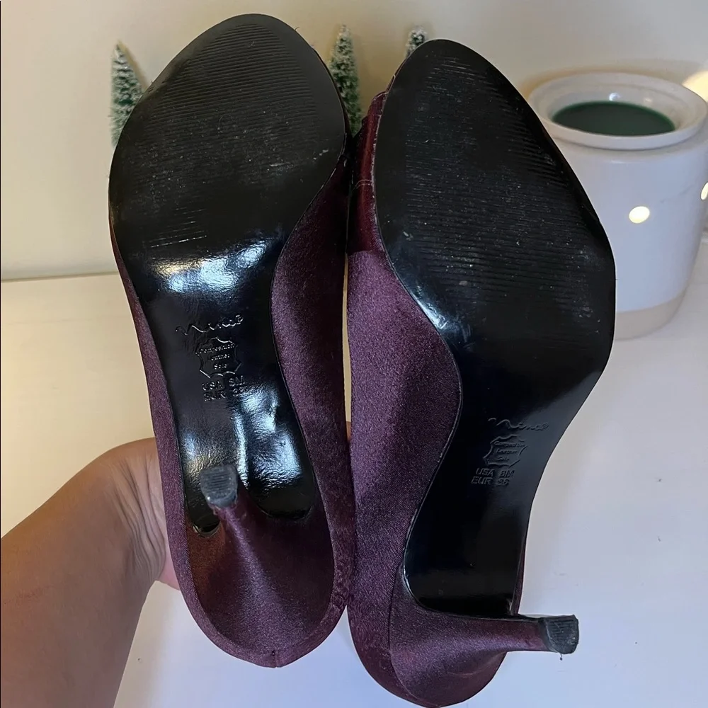 Nina Plum Colored Peep Toe Pumps